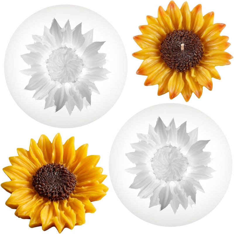 Soap Making Gel - 2 Set of sunflower silicone molds，3D