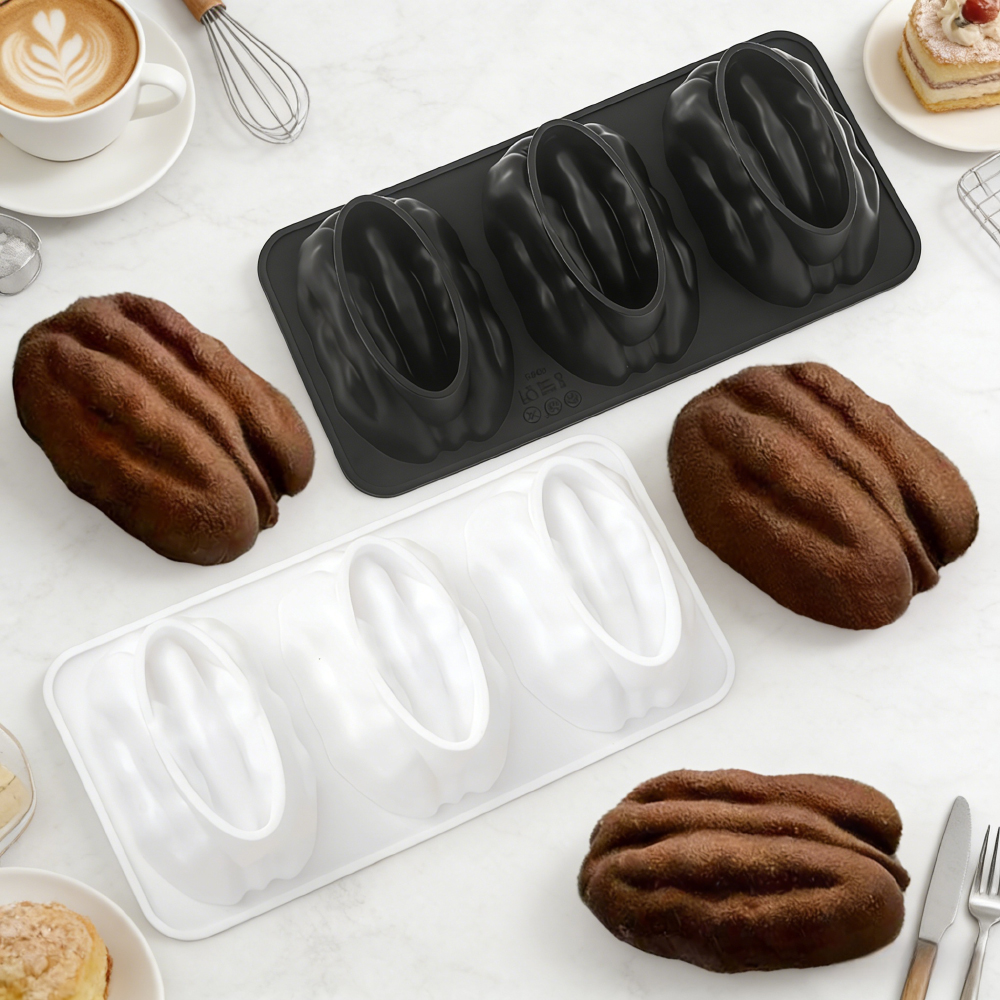 Soap Making Utensils - 3 Cavity Pecan Silicone Mold Hickory