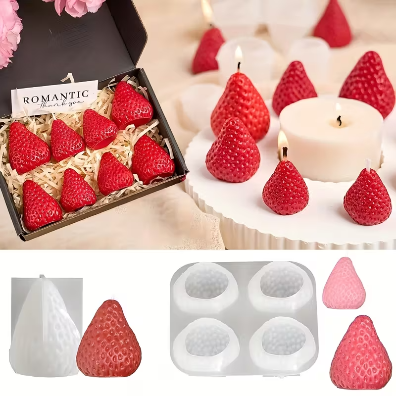 Soap Making Name - Strawberry Silicone Candle Mold for DIY