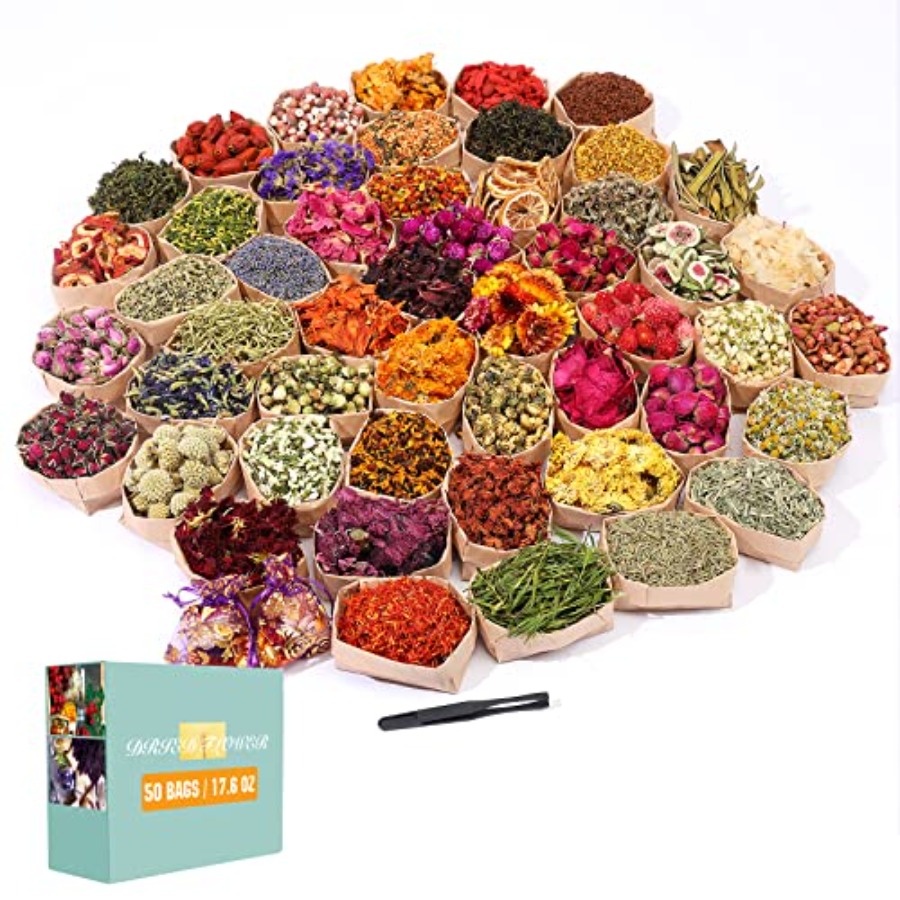 Soap Making Book For Beginners - Dried Flowers, 50 Bags 100% Natural