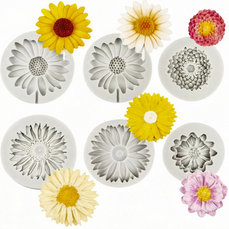6 Pieces，Sunflower Daisy Silic - Soap Making Name บทวิจารณ์และราคา