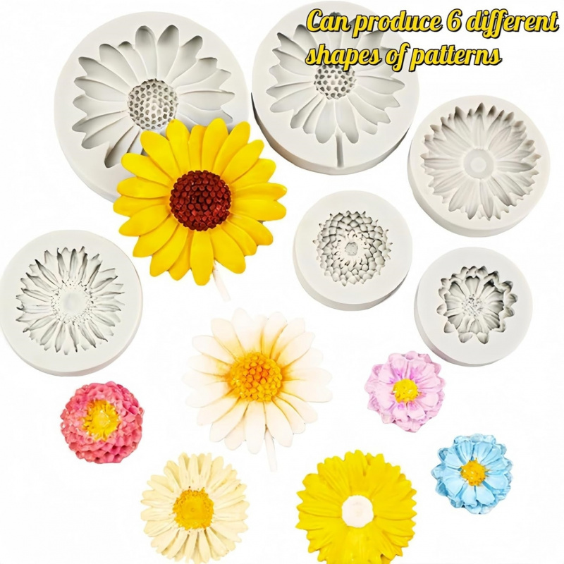 6 Pieces，Sunflower Daisy Silic - Soap Making Name บทวิจารณ์และราคา