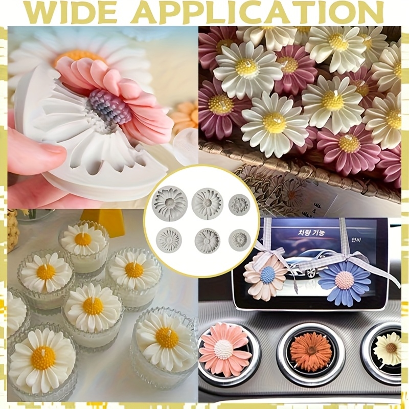 6 Pieces，Sunflower Daisy Silic - Soap Making Name บทวิจารณ์และราคา