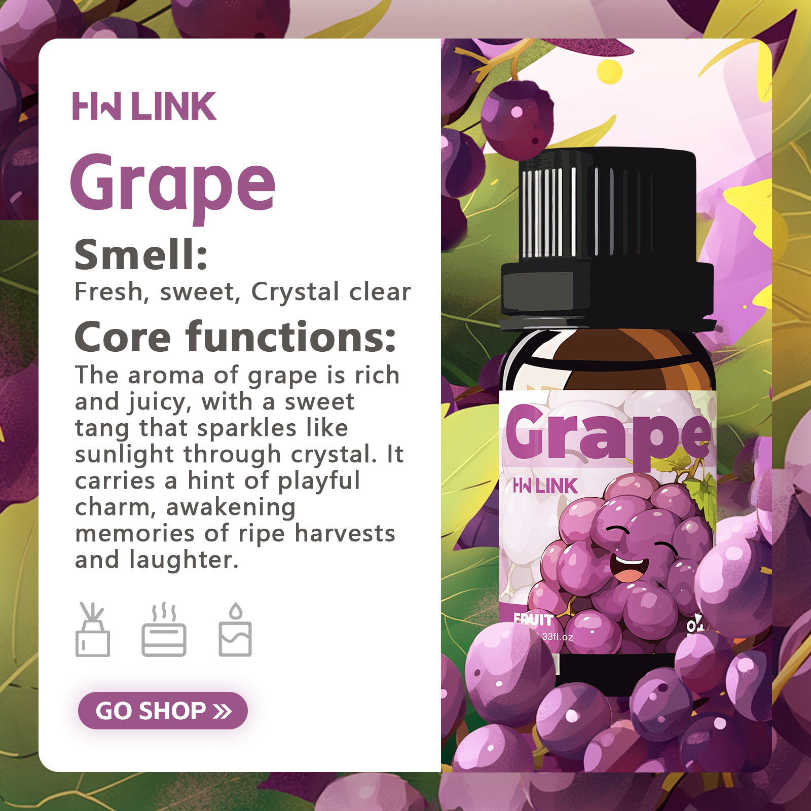 Grape Essential Oil 10ml Perfu - Soap Making Fragrance Oil บทวิจารณ์และราคา